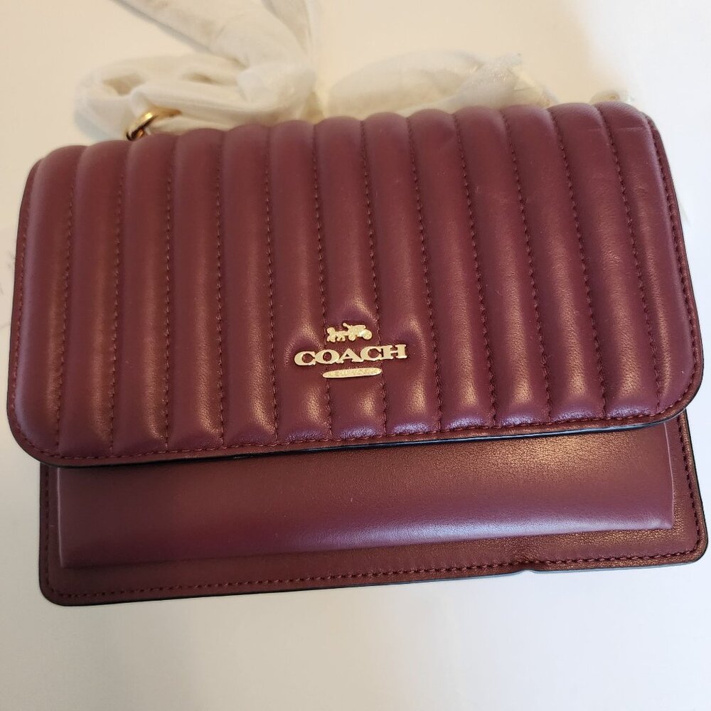 Coach Klare Mauve Quilted Leather Crossbody Bag With Adjustable Strap